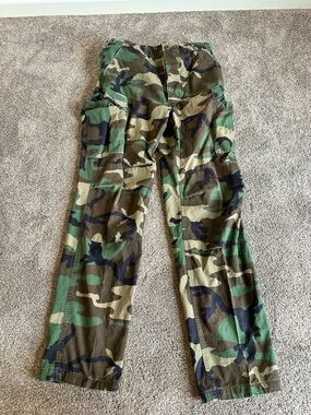 US Military MARINES Pants Mens M Extra Long Camo Cargo Woodland Trouser Ripstop